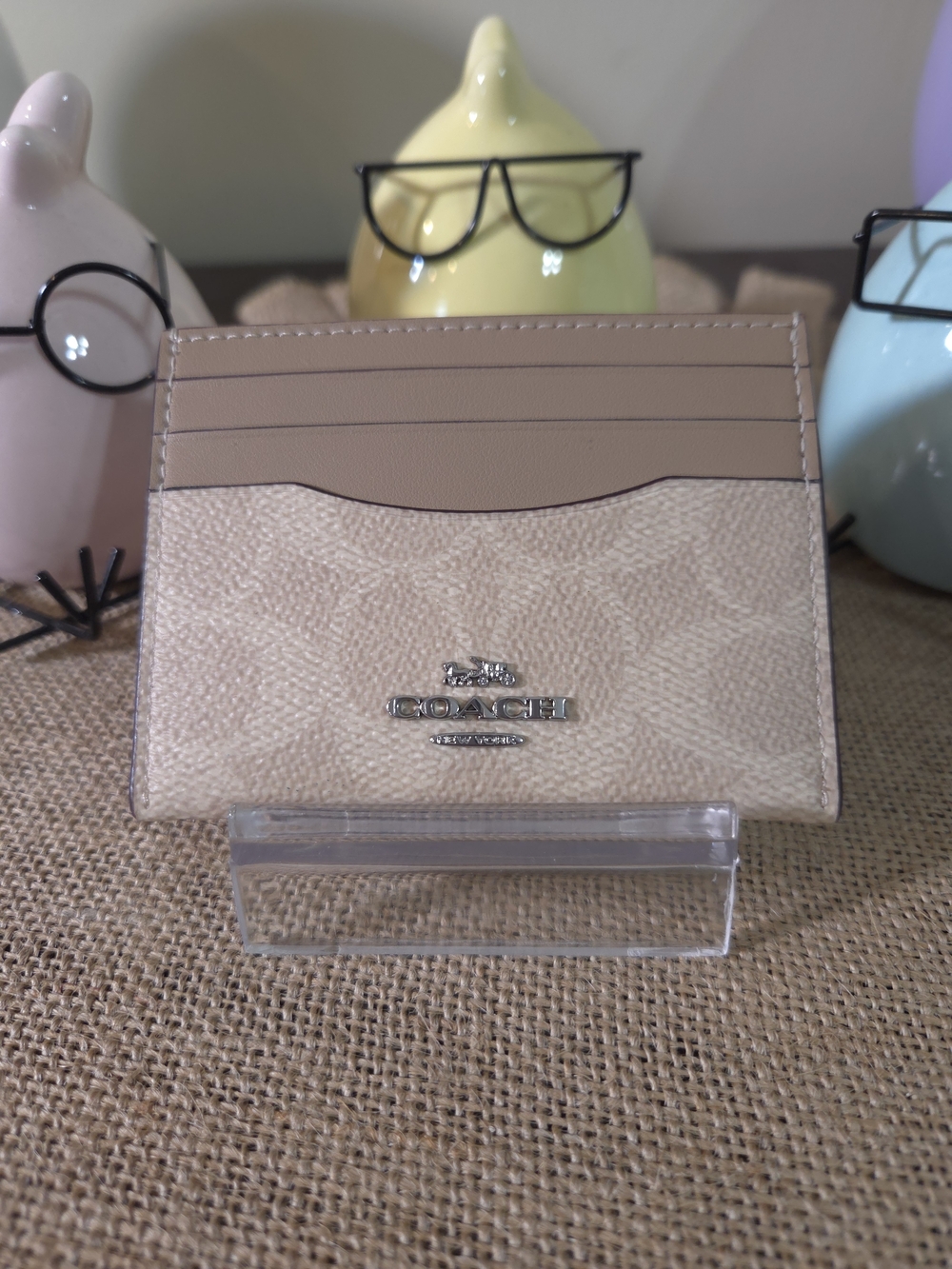 NWT Coach Sand Taupe Signature Slim Card Holder